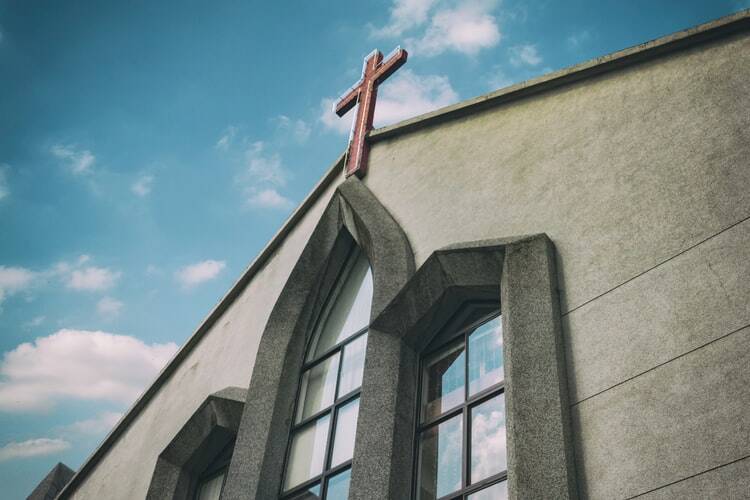 A picture of a church building with a cross and sermons on the issue of lust, sexual temptation, and pornography.