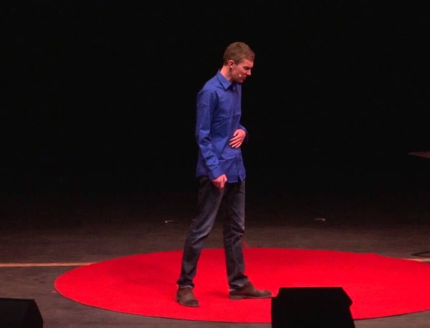 Jack Fischer giving a Ted Talk on the harmful effects of pornography.