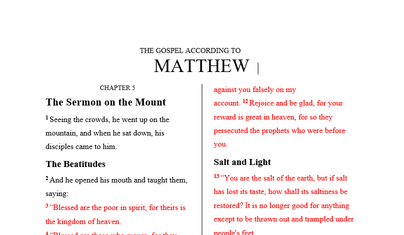 a printable sermon on the mount from matthew 5-7..