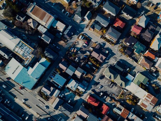 an aerial view of a neighborhood, representing the eyes of the Lord..