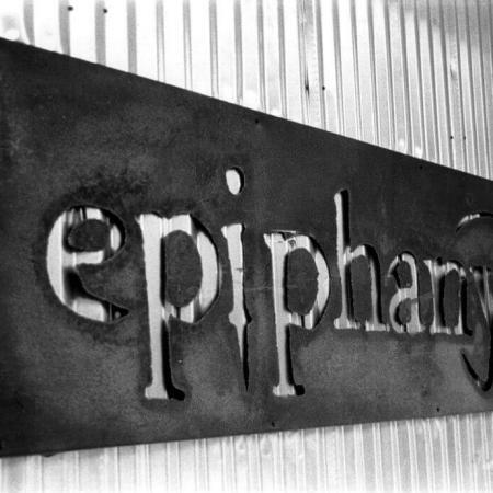 A sign with the word epiphany on it..