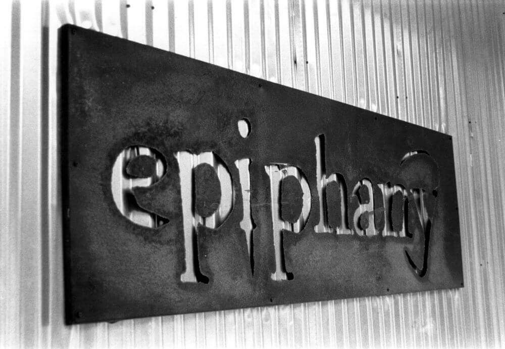 A sign with the word epiphany on it..