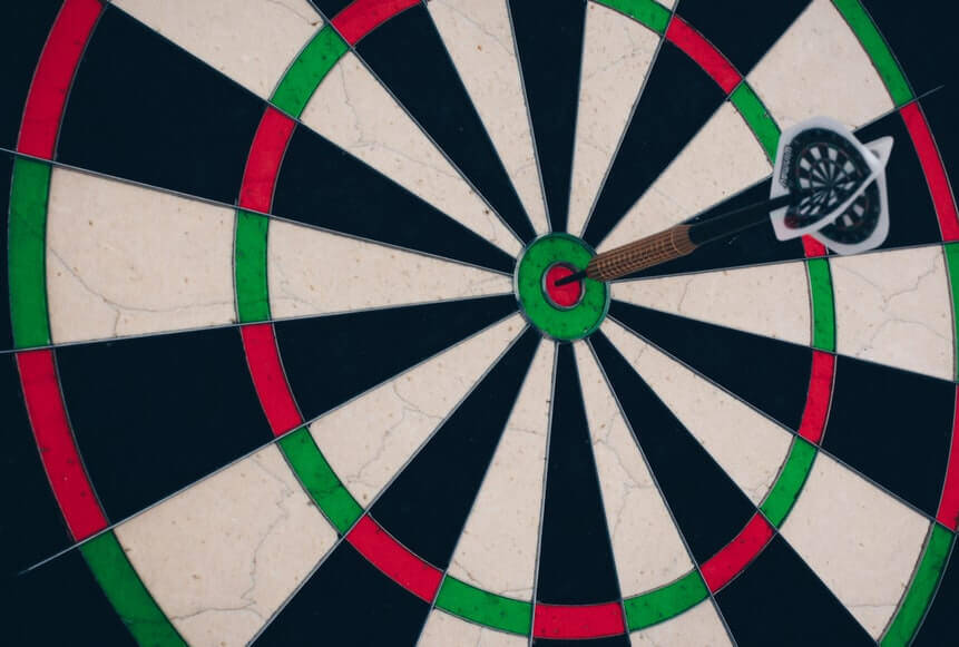A perfect bullseye with darts.